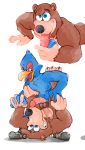  2019 anthro anthro_on_anthro areola avian balls banjo-kazooie banjo_(banjo-kazooie) barefoot beak bird blue_eyes blush boots bowserboy101 butt claws clenched_teeth clothing crossover disembodied_penis erection falco_lombardi falcon falconid feathers feet fellatio footwear fur green_eyes hand_holding hi_res humanoid_penis imminent_sex looking_down looking_pleasured looking_up lying male male/male mammal navel nintendo nipples nude on_front on_ground oral pawpads paws penile penis piledriver_position pink_penis pink_tongue railing rareware sex sharp_claws sharp_teeth shoes simple_background smile spread_legs spreading star_fox teeth toe_claws tongue tongue_out upside_down ursid vein veiny_penis video_games white_background 