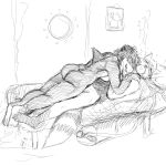  1:1 2019 after_sex anthro bare_back bed breasts bubble butt duo eyes_closed female fin fish fur furniture hand_on_shoulder hi_res hladilnik inside male male/female mammal marine mostly_nude nude on_bed paws procyonid raccoon ringtail shark side_boob side_view sketch sleeping smile underwater water 