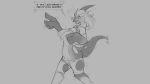  2019 anthro bottomwear breasts clothing dialogue female grey_background hair legendary_pok&eacute;mon lugia monochrome nintendo nipples open_mouth pants pok&eacute;mon pok&eacute;mon_(species) side_view simple_background solo surprise torn_clothing transformation video_games watsup 