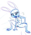  anthro bottomless bra clothed clothing disney duo female female_focus flat_chested hi_res jobbythehong judy_hopps lagomorph leporid male male/female mammal monochrome penetration penis rabbit sex simple_background sketch solo_focus spreading teeth underwear vaginal vaginal_penetration zootopia 