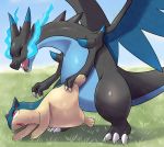  ahegao ambiguous_gender charizard ecru eyes_closed fangs grass hi_res interspecies invalid_tag looking_pleasured mega_charizard mega_charizard_x mega_evolution nintendo open_mouth outside pok&eacute;mon pok&eacute;mon_(species) quilava red_eyes sex video_games 