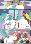  absurd_res amaichix anthro big_butt butt comic dialogue discord_(mlp) draconequus equid female friendship_is_magic hi_res horn huge_butt male mammal my_little_pony princess_celestia_(mlp) pussy winged_unicorn wings 