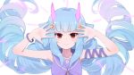  #compass animal_ears blue_hair close demon devilmintkiryu_derumin horns long_hair red_eyes twintails usuaji white 