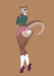  aged_up anthro big_butt biped blue_eyes bottomwear brown_body brown_fur butt clothing cocaine-leopard female footwear fur legwear looking_back lutrine mammal mustelid ottoline_otter panties pinup pose rupert_bear shoes skirt socks solo underwear upskirt white_panties 