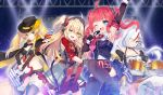  admiral_hipper_(azur_lane) anthropomorphism aqua_eyes azur_lane bandaid bicolored_eyes blonde_hair boots cape choker downes_(azur_lane) dress drums elbow_gloves gloves green_eyes group guitar hat hornet_(azur_lane) instrument long_hair microphone ponytail red_hair san_diego_(azur_lane) shorts skirt tagme_(artist) thighhighs tie twintails uniform waifu2x white_hair wink zettai_ryouiki 