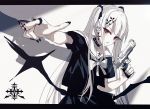  beckzawachi collar gun original polychromatic red_eyes twintails weapon white_hair 