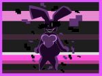 anthro big_breasts black_sclera breasts chaoticdream digital_creature digital_media_(artwork) eyelashes featureless_breasts featureless_feet feet female five_nights_at_freddy&#039;s front_view grey_background hi_res lagomorph leporid looking_at_viewer mammal open_mouth open_smile pink_background pixel_(artwork) purple_body rabbit scottgames shadow_bonnie_(fnaf) simple_background smile solo thick_thighs white_eyes wide_hips