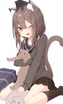  animal_ears breast_hold mayogii neko nekomimi seifuku sweater tail 