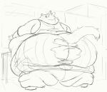 2021 anthro big_butt bottomwear butt canid canine cettus clothed clothing fat_rolls female fox huge_butt looking_at_butt mammal morbidly_obese morbidly_obese_anthro morbidly_obese_female obese obese_anthro obese_female overweight overweight_anthro overweight_female partially_clothed rear_view shirt sketch skirt solo standing tail tank_top topwear torn_clothing torn_skirt