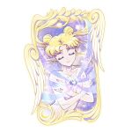  1girl bishoujo_senshi_sailor_moon blonde_hair closed_eyes crescent crescent_earrings double_bun earrings hair_bun henshin jewelry long_hair magical_girl nude parted_bangs pink_nails sidney_deng solo tsukino_usagi twintails 