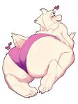 big_butt blush bovid butt caprine clothing desertkaiju female goat hi_res horn looking_at_viewer mammal mature_female monster purple_eyes simple_background toriel undertale undertale_(series) underwear white_background