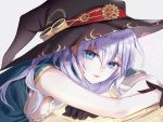  aqua_eyes close gloves hat long_hair mf_bunko purple_hair tagme_(character) witch witch_hat youta 