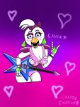 3:4 animatronic anthro avian bird chicken cryptid_creationz female five_nights_at_freddy&#039;s five_nights_at_freddy&#039;s:_security_breach galliform gallus_(genus) glamrock_chica_(fnaf) guitar machine musical_instrument phasianid plucked_string_instrument robot scottgames solo steel_wool_studios string_instrument