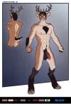 abs anthro antlers arm_tuft athletic athletic_male austin_pawn_(dragonmate7) balls big_balls blue_eyes body_hair butt cervine chest_hair cloven_hooves color_swatch corvuspointer deer flaccid foreskin genitals green_eyes hair happy_trail heterochromia hi_res hooves horn looking_at_viewer male mammal multicolored_hair multicolored_penis muscular muscular_anthro muscular_male navel nipples penis pink_nipples pink_nose rear_view shoulder_tuft simple_background smile solo tail tuft