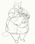 2021 anthro belly big_belly bottomwear breasts cake canid canine cettus chubby_cheeks cleavage clothed clothing cutlery dessert dress_shirt eating female food fox fully_clothed holding_object kitchen_utensils licking licking_lips mammal obese obese_anthro obese_female overweight overweight_anthro overweight_female plate shirt sketch skirt smile solo standing tail tongue tongue_out tools topwear
