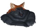 2021 anthro black_body black_fur bodily_fluids breasts bust_portrait canid canine cettus cleavage clothed clothing double_chin fat_rolls female fox fur mammal morbidly_obese morbidly_obese_anthro morbidly_obese_female obese obese_anthro obese_female orange_body orange_fur overweight overweight_anthro overweight_female portrait simple_background solo sweat white_background