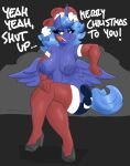 5_fingers absurd_res anthro anthrofied areola armwear big_breasts blue_areola blue_body blue_eyes blue_hair blue_nipples blue_tail breasts christmas christmas_clothing christmas_headwear clothed clothing crossed_legs dialogue elbow_gloves english_text equid equine female fingers flutterthrash footwear friendship_is_magic gloves hair half-closed_eyes hand_on_leg hand_on_own_leg handwear hasbro hat headgear headwear hi_res high_heels holidays horn inverted_nipples legwear long_hair mammal mostly_nude my_little_pony narrowed_eyes nipples open_mouth princess_luna_(mlp) santa_hat sitting solo stockings tail teeth text thigh_highs tongue winged_unicorn wings