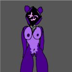animal_humanoid anthro breasts butt digital_media_(artwork) epic_games female fortnite fur genitals humanoid mammal mammal_humanoid nipples nude purple_body pussy raven_team_leader scar simple_background solo thick_thighs