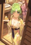  breast_hold no_bra nys open_shirt shimabara_elena tanaka_kotoha the_idolm@ster the_idolm@ster_million_live! yukata 