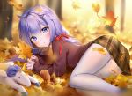  anthropomorphism autumn azur_lane marmoset pantyhose purple_eyes purple_hair unicorn_(azur_lane) 