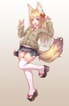  animal_ears emil_chronicle_online pantsu seifuku serizawa_(knight2020) skirt_lift sweater tail thighhighs 