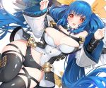  akizone blue_hair cropped guilty_gear long_hair navel red_eyes thighhighs undine_(guilty_gear) 