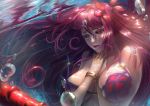  bikini bubbles fate/grand_order fate_(series) flowers limgae long_hair purple_eyes purple_hair realistic scathach_(fate/grand_order) swimsuit underwater water 