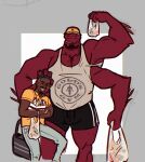 4_arms 4_eyes alien alien_humanoid beard ben_10 big_muscles body_hair bottomwear brown_hair carrying cartoon_network chest_hair clothing dark_body dark_skin duo facial_hair fan_character groceries hair hand_on_head hi_res human human_on_humanoid humanoid interspecies larger_humanoid larger_male male male/male mammal multi_arm multi_eye multi_limb muscular muscular_humanoid muscular_male mustache ottermajor pecs red_body shirt shorts size_difference smaller_human smaller_male tank_top tetramand topwear xenophilia