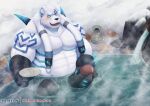 anthro bear breasts genitals hi_res hot_spring league_of_legends legends male mammal muscular nipples onsen penis primodrago riot_games volibear water