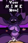 anthro areola big_breasts bodily_fluids breasts chaoticdream cheek_tuft cum cum_in_pussy cum_inside dialogue digital_creature eyelashes facial_tuft female first_person_view five_nights_at_freddy&#039;s genital_fluids grey_background lagomorph leporid looking_at_viewer male male/female mammal nipples open_mouth open_smile penetration purple_areola purple_background purple_body purple_nipples rabbit scottgames sex shadow_bonnie_(fnaf) simple_background smile solo talking_to_viewer text thick_thighs tuft vaginal vaginal_penetration wide_hips