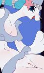 absurd_res anthro blue_hair breasts female freeedon generation_7_pokemon genitals hair hi_res looking_at_viewer nintendo open_mouth pokemon pokemon_(species) primarina pussy solo white_body