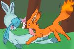 duo eeveelution female feral foxparks generation_4_pokemon generation_6_pokemon glaceon glaceon_cute male male/female nintendo pal_(species) palworld pokemon pokemon_(species) sylveon