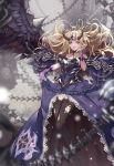  cleavage dress horns nomen skirt_lift stockings tagme thighhighs torn_clothes wings 