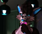 ambiguous_gender anthro blender_(software) blep blue_eyes blue_inner_ear blue_pawpads blue_tongue canid canine cheek_tuft cookie facial_tuft food fox fur looking_at_viewer mammal multicolored_body multicolored_fur pawpads rexouium solo tongue tongue_out tuft vizionfox whiskers