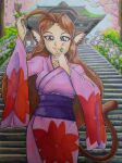 anthro asian_clothing clothing dango east_asian_clothing felid feline female furry hi_res japan japanese_clothing kimono mammal mtapartstuff nekonny shrine traditional_media_(artwork) yuki_(disambiguation)