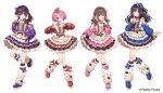  4girls absurdres amagi_hana blue_eyes bow brown_hair eba_kyouka fujimiya_kotoha hair_over_one_eye highres kitami_ayumu multiple_girls nanami_rona one_eye_closed palette_project pink_bow pink_hair purple_hair red_bow short_hair virtual_youtuber 