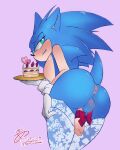 absurd_res anthro anus balls butt butt_shot chaoticgintonic clothed clothing crossdressing genitals hi_res legwear looking_back male penis sega solo sonic_the_hedgehog sonic_the_hedgehog_(series) thigh_highs