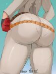  1girl ass ass_focus bodysuit from_behind guilty_gear guilty_gear_strive guilty_gear_xrd head_out_of_frame highres huge_ass jack-o&#039;_valentine measuring mirai_hikari pantylines solo tape_measure 