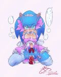 absurd_res anal anthro balls blush bodily_fluids chaoticgintonic clothed clothing crossdressing cum dildo drooling genital_fluids genitals hi_res male penis saliva sega sex_toy solo sonic_the_hedgehog sonic_the_hedgehog_(series) tears vibrator