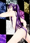  against_wall androgynous ass highres kamui_gakupo long_hair male male_focus matching_hair/eyes nail_polish nude purple_eyes purple_hair solo vocaloid 