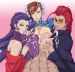  3girls abs bare_shoulders blue_eyes blush braid breasts brown_eyes brown_hair bun_cover capcom china_dress chinadress chinese_clothes chun-li crimson_viper cum cum_on_body cum_on_breasts cum_on_chest cum_on_clothes cum_on_glasses cum_on_hair cum_on_upper_body double_bun double_buns earrings facial female hair_bun jacket jewelry leotard long_hair multiple_girls multiple_paizuri necktie open_mouth paizuri penis pixiv_manga_sample pubic_hair purple_hair red_hair resized rose_(street_fighter) single_braid spiral_brain street_fighter sunglasses sweat triple_paizuri uncensored 