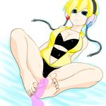  barefoot blonde_hair blue_eyes breast breasts cfnm cleavage clothed_female_nude_male feet foot footjob gym_leader headphones invisible_penis invisicock kamitsure_(pokemon) nu_(artist) numadaira penis pokemon pokemon_(game) pokemon_black_and_white pokemon_bw soles toes 