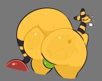 ampharos anthro big_butt bulge butt clothing curvy_figure digital_media_(artwork) eyelashes eyes_closed generation_2_pokemon hand_print_on_butt heart_symbol huge_butt male mammal nintendo pokemon pokemon_(species) sigh sighing simple_background solo swallowpancakes tail thick_tail thick_thighs underwear voluptuous wide_hips yellow_body