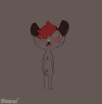 absurd_res american_opossum anthro blush chest_tuft erection faust_(lumarten) genitals hair hi_res lumarten male mammal marsupial nude open_mouth penis red_hair simple_background sketch solo tuft