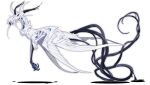  absurdres animal_focus claws commentary deepsea9013 english_commentary feathered_wings full_body head_wings highres monster multiple_tails multiple_wings no_humans original profile simple_background solo tail white_background white_wings wings 