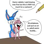 1:1 ahegao anthro babs_bunny blue_body blue_fur buster_bunny duo english_text female fur hi_res lagomorph leporid looking_pleasured male male/female mammal pencil_(object) penetration pink_body pink_fur rabbit sex skunkaroos speech_bubble text tiny_toon_adventures tongue tongue_out warner_brothers