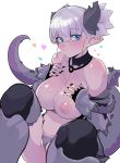  armor breast_hold horns monster_girl nikuman_umeew nipples pantsu pointy_ears tail thighhighs thong topless 