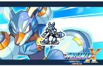 anthro arctic_fox blue_background blue_body canid canine capcom chilly_fox_(innocent_impulse) clothing digital_media_(artwork) dipstick_ears fan_character fox gloves handwear machine male mammal mega_man_(series) mega_man_x_(series) mega_man_x_innocent_impulse multicolored_ears orange_body pixel_(artwork) pointy_shoes pupils reploid robot simple_background slit_pupils solo text tomycase true_fox white_background white_clothing white_gloves white_handwear yellow_eyes