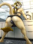 absurd_res anthro balls big_butt bra bulge butt clothed clothing digital_media_(artwork) fan_character felid genitals girly hi_res lingerie link6432 lion looking_at_viewer male mammal pantherine panties smile solo tongue underwear