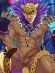 balls felid for_a_head genitals goddamnitrobin hi_res humanoid king_(tekken) leg_strap licking licking_lips male mammal muscular muscular_male pantherine penis solo tail tan_body tan_skin tekken tongue tongue_out